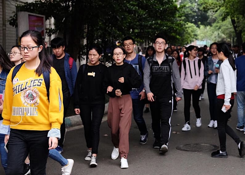 group of students walking to class