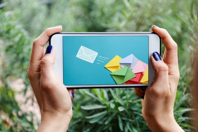 picture of colorful envelopes on an iphone screen